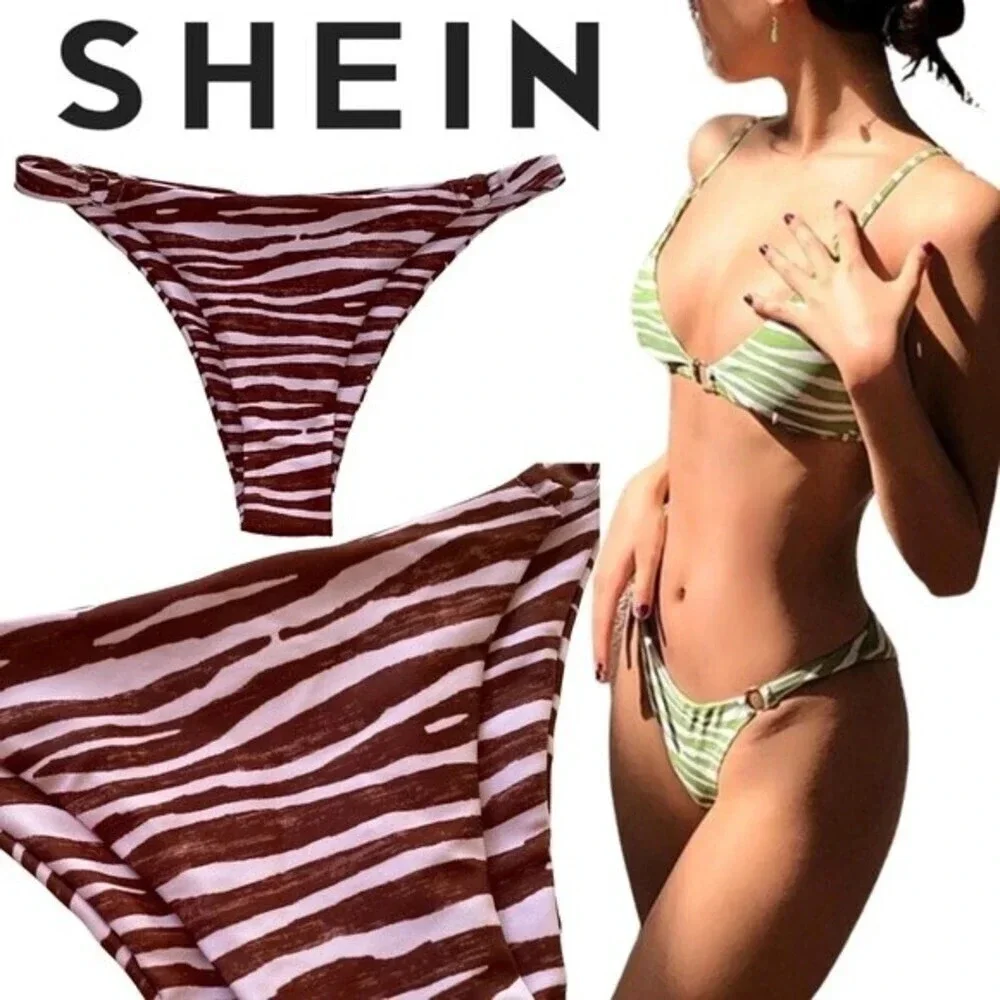 NEW, SHEIN,‎ Striped Ring Link Bikini Bottom